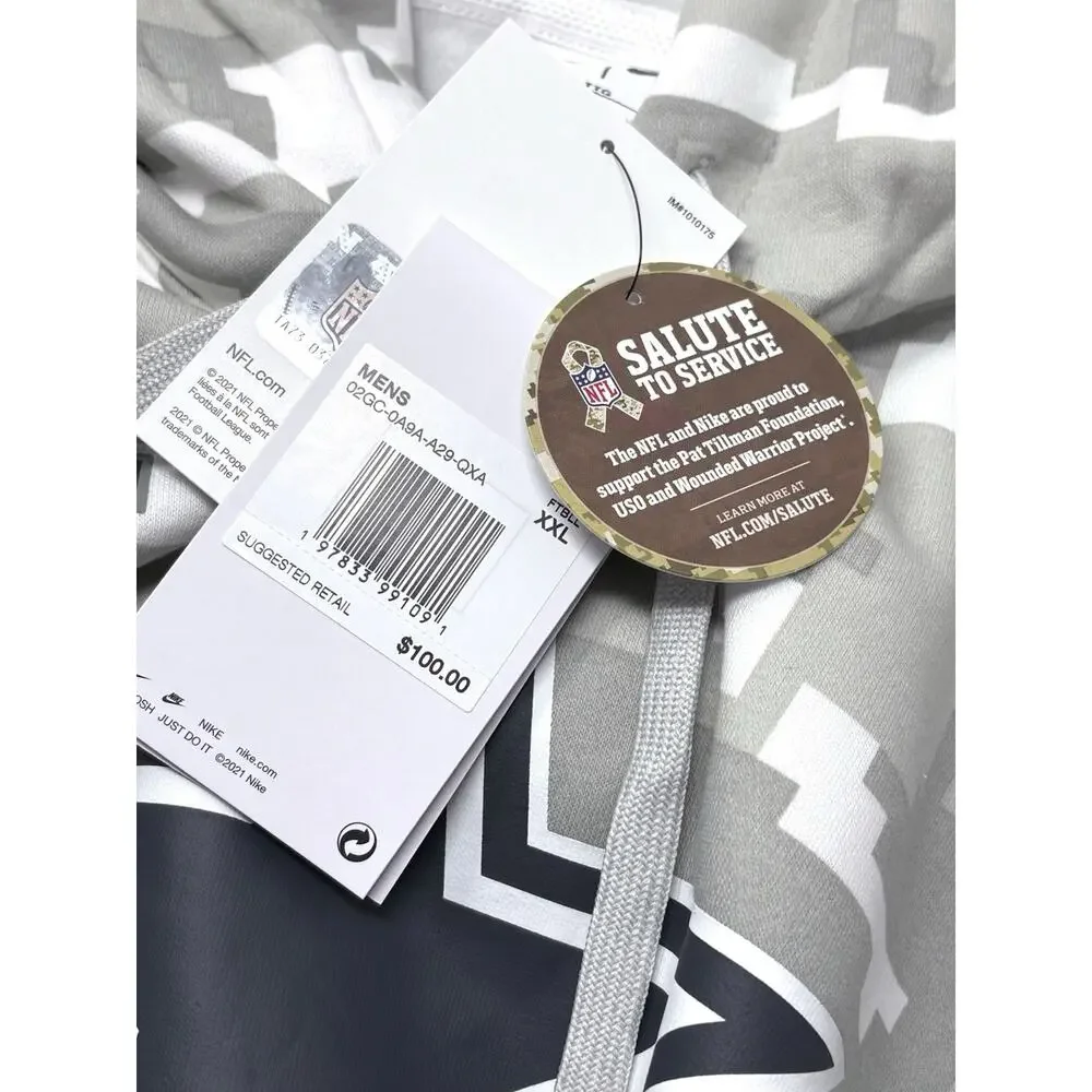 Nike Dallas Cowboys Salute To Service Hoodie Mens Sz 2XL NWT Arctic Camo Wht
